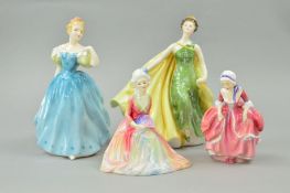 FOUR ROYAL DOULTON FIGURES 'Eugene' HN1521, 'Goody Two Shoes' HN2057, 'Alexandra' HN2398 and '