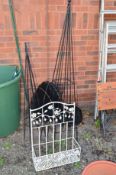 TWO WIRE FRAME RAMBLING PLANT STANDS and a metal pot holder (3)