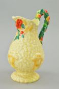 A CLARICE CLIFF CELTIC HARVEST PATTERN JUG, of baluster form, shape no 57A/S moulded and printed