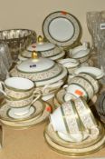 MINTON 'ARAGON' A SIX PLACE TEA SET AND DINNERWARES to include tureens, side plates and dinner