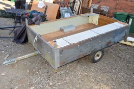 A SINGLE AXLE TRAILER, approximate size 204cm x 130cm with spare wheel
