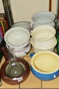 A COLLECTION OF CHAMBER POTS AND BED PANS, including examples by Empire Ware, C H Brannam, etc (10)