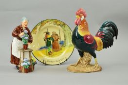 A ROYAL DOULTON FIGURE 'Flora' HN2349 (reglued), a series ware plate 'Friar Tuck Joins Robin Hood'