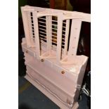 A PAINTED WALL HANGING PLATE and a matching spindled plate rack (2)