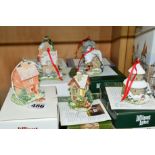 FOUR BOXED LILLIPUT LANE ANNUAL ORNAMENTS AND THREE BOXED CHRISTMAS ORNAMENTS, 'Mistletoe Cottage'