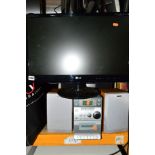 AN LG 23' LCD TV and a Sony mini hifi (on shelf below) (2)