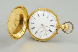 AN 18CT GOLD FULL HUNTER POCKET WATCH, minute repeating, No.13498, wolf tooth winding, (