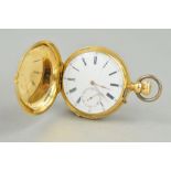 AN 18CT GOLD FULL HUNTER POCKET WATCH, minute repeating, No.13498, wolf tooth winding, (