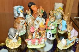 FIFTEEN BESWICK BEATRIX POTTER FIGURES to include 'Simpkin' BP3b, 'Timmy Tiptoes' BP2a, 'Diggory