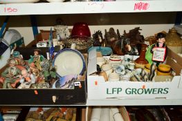 THREE BOXES AND LOOSE CERAMICS AND GLASS, etc to include capodimonte and Spanish style figural