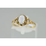 A LATE 20TH CENTURY SINGLE STONE OPAL RING, ring size M, hallmarked 9ct gold, approximate gross