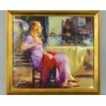 PINO DAENI (ITALIAN 1939-2010) 'LONGING FOR' a limited edition print on canvas 12/295 of a woman