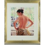 ROB HEFFERAN (BRITISH 1968) 'ELEGANCE I', a limited edition print 79/395 of a young woman framed