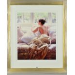 ROB HEFFERAN (BRITISH 1968) 'ELEGANCE II' a limited edition print 79/395 of a woman looking out of a