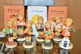 SEVEN GOEBEL HUMMEL FIGURES to include 'Puppet Princess' HUM2103/A (boxed), 'Pigtails' HUM2052 (