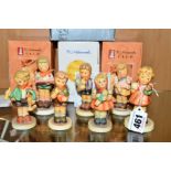 SEVEN GOEBEL HUMMEL FIGURES to include 'Puppet Princess' HUM2103/A (boxed), 'Pigtails' HUM2052 (