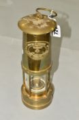 A REPRODUCTION BRASS MINERS LAMP, E.Thomas & Williams Ltd, No 243277