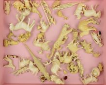 A COLLECTION OF SMALL BONE FIGURES OF ANIMALS