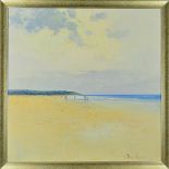 JORGE SEGRELLES (SPAIN 1953) 'BEACH WALK' an oil on canvas painting of a Summer beach scene,