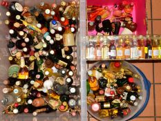 A LARGE COLLECTION OF MINIATURES including Whisky, Brandy, Benedictine, Tequila, Rum and many