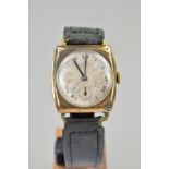 AN EARLY 20TH CENTURY 9CT GOLD ROLEX GENT'S WRISTWATCH, tonneau shape case measuring 29mm x 27mm,