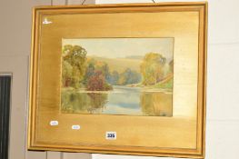 INDISTINCTLY SIGNED (BRITISH, 20TH CENTURY) 'AN AUTUMN MORNING, ARUNDEL PARK', watercolour, signed