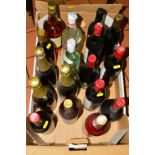 A COLLECTION OF FOUR BOTTLES OF SPIRITS AND THIRTEEN BOTTLES OF FRENCH WINES to include Bells