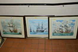 MARK R MYERS (BRITISH CONTEMPORARY), three maritime interest signed prints 'Nelson Rejoins The
