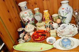 A GROUP OF CERAMICS INCLUDING ROYAL DOULTON SERIES WARE, character jugs and flambe fox, USSR horse