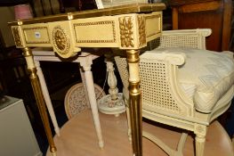 A REPRODUCTION GILT PAINTED CONSOLE TABLE and an occasional table (2)