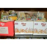 FOUR BOXED LILLIPUT LANE VILLAGE SHOPS, 'The Greengrocers', 'Jones the Butchers', 'Penny Sweets' and