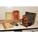 A J.L. LANCASTER & SON 'THE 1807 INSTANTOGRAPH' 6 X 4 PLATE CAMERA, with mahogany and brass