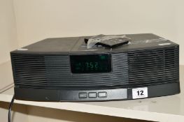 A BOSE WAVERADIO MODEL AWR1R2 AND AWACPR, Aux input both in black finish and remote