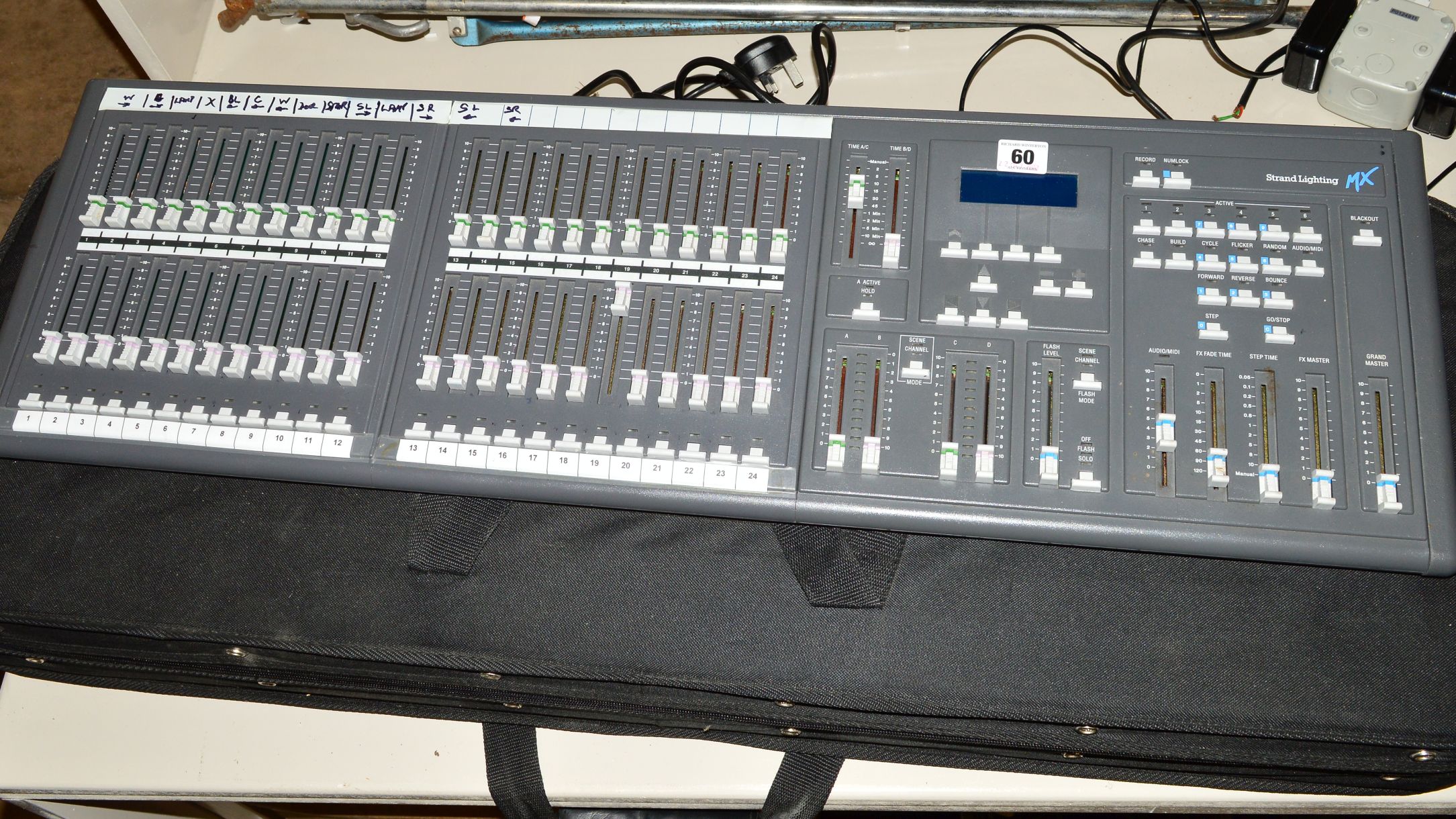 A STRAND LIGHTING MX LIGHTING CONTROLLER, in semi hard case, this lighting desk has DMX512, AMX192