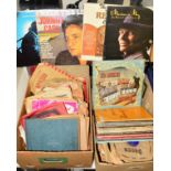 TWO TRAYS OF OVER 100 78'S AND L.P'S, including Nat King Cole, Ted Heath, Stan Kenton, Johnny