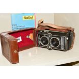 A ROLLEI MAGIC TLR CAMERA IN LEATHER CASE