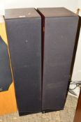 A PAIR OF KEF CODA 10 SP3268 FLOOR STANDING HI-FI SPEAKERS, in mahogany finish with a black