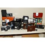 A COLLECTION OF CAMERAS AND ACCESSORIES, including a Lubitel 166 universal, an Olympus Trip 35, a