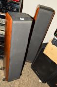 A PAIR OF SONUS FABER 'GRAND PIANO HOME' FLOOR STANDING HI-FI SPEAKERS, in walnut and black finish