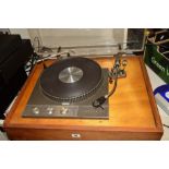 A GARRARD 401 VINTAGE TURNTABLE, with SME 3009 tonearm, all mounted in a teak case with a plexi