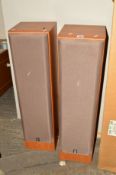 A PAIR OF YAMAHA NS-45E HI-FI SPEAKERS, in a beech finish with a beige speaker cover, in working