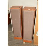 A PAIR OF YAMAHA NS-45E HI-FI SPEAKERS, in a beech finish with a beige speaker cover, in working