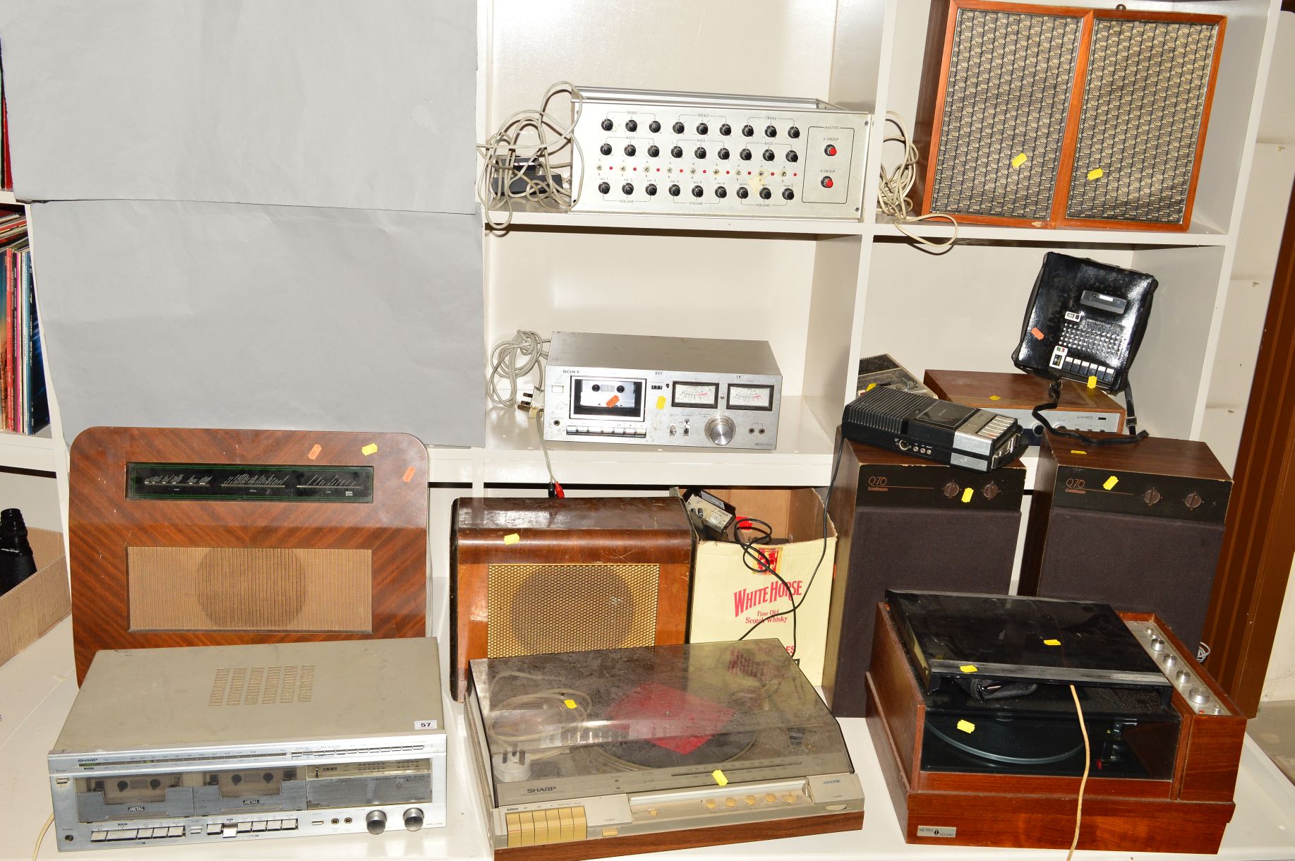 A QUANTITY OF VINTAGE AUDIO EQUIPMENT, including a Sharp Sc-700x Cassette Receiver, a Sharp SG-