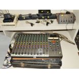 A VINTAGE ALICE 12.28 MIXING DESK, with power supply and semi hard case, an Alesis Microverb 2 in