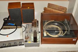 A LEAK STEREO 30 VINTAGE HI-FI AMPLIFIER, a Quad 22 Control Unit, a Garrard Turntable in a Teak