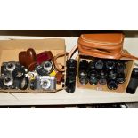 A TRAY OF KODAK RETINA REFLEX CAMERAS, and a box of fourteen lenses, there are two MK3, a MK4 and