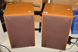 A PAIR OF VINTAGE RAM BOOKSHELF MONITOR SPEAKERS, with a pair of stands, working order