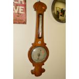 A VICTORIAN WALNUT BANJO BAROMETER, marked Church, Gainsboro (sd)