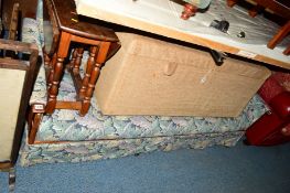 A MID 20TH CENTURY SOFA/BED covered in William Morris style upholstery