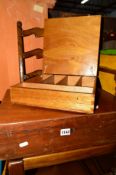 A MAHOGANY CUTLERY BOX, a Victorian bamboo stand, two other boxes, etc (6)